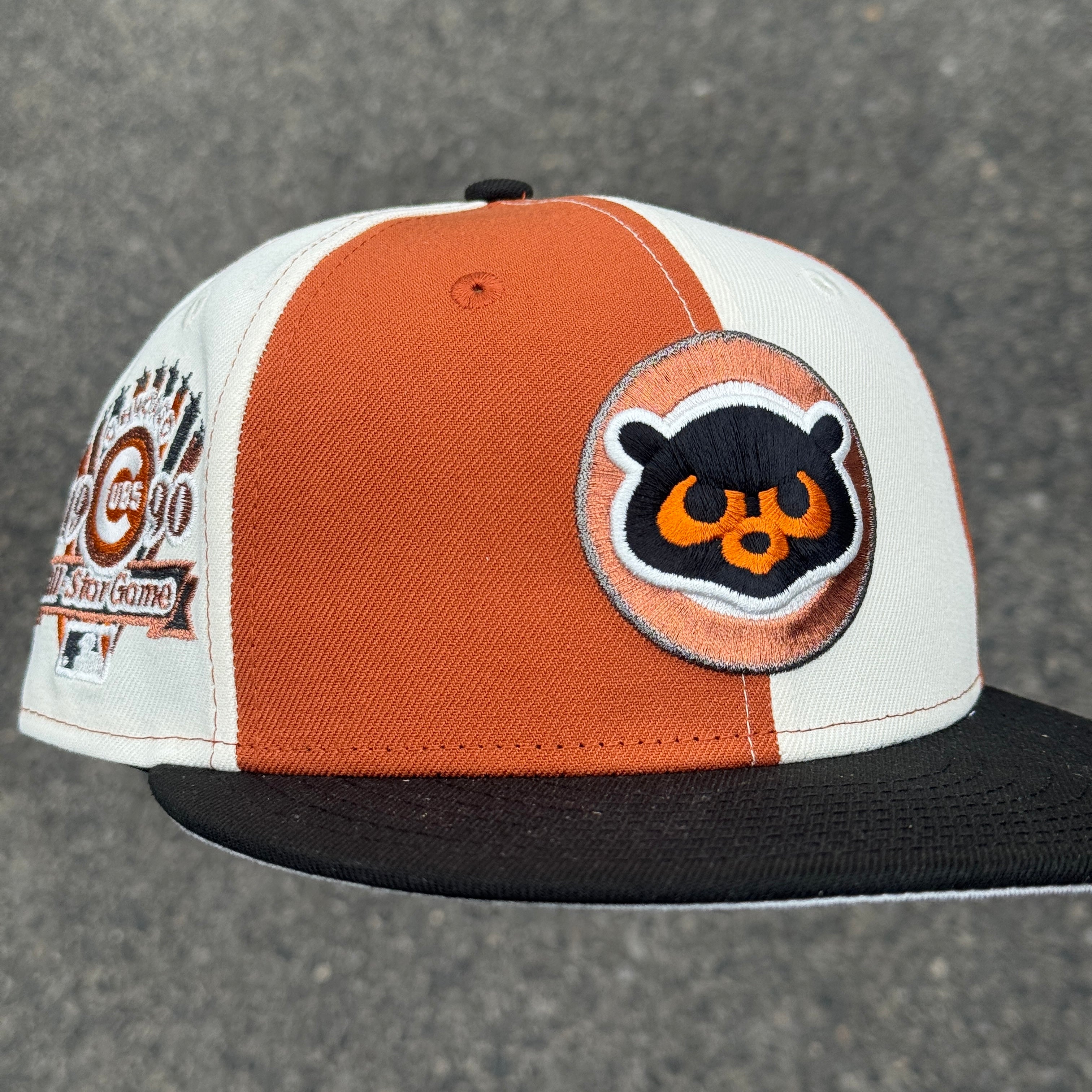 Chicago Cubs Pinwheel 1990 All Star Game Side Patch Fitted Hat New Era 5950 (Rust Orange/White/Black/Copper/Gray)