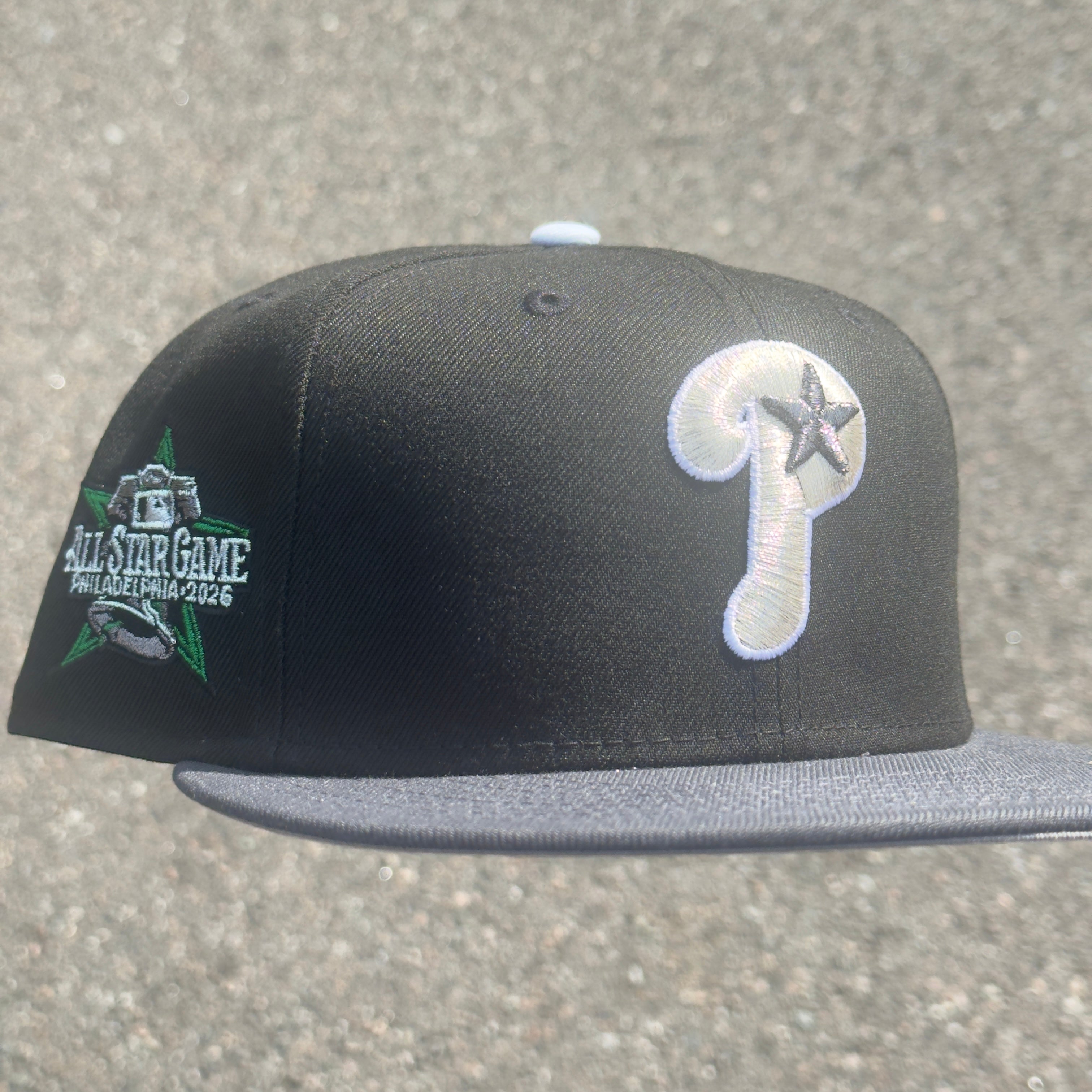 Philadelphia Phillies 2026 All Star Game Side Patch Fitted Hat New Era 5950 (Black/Graphite/Silver/Iris/Green/Gray)