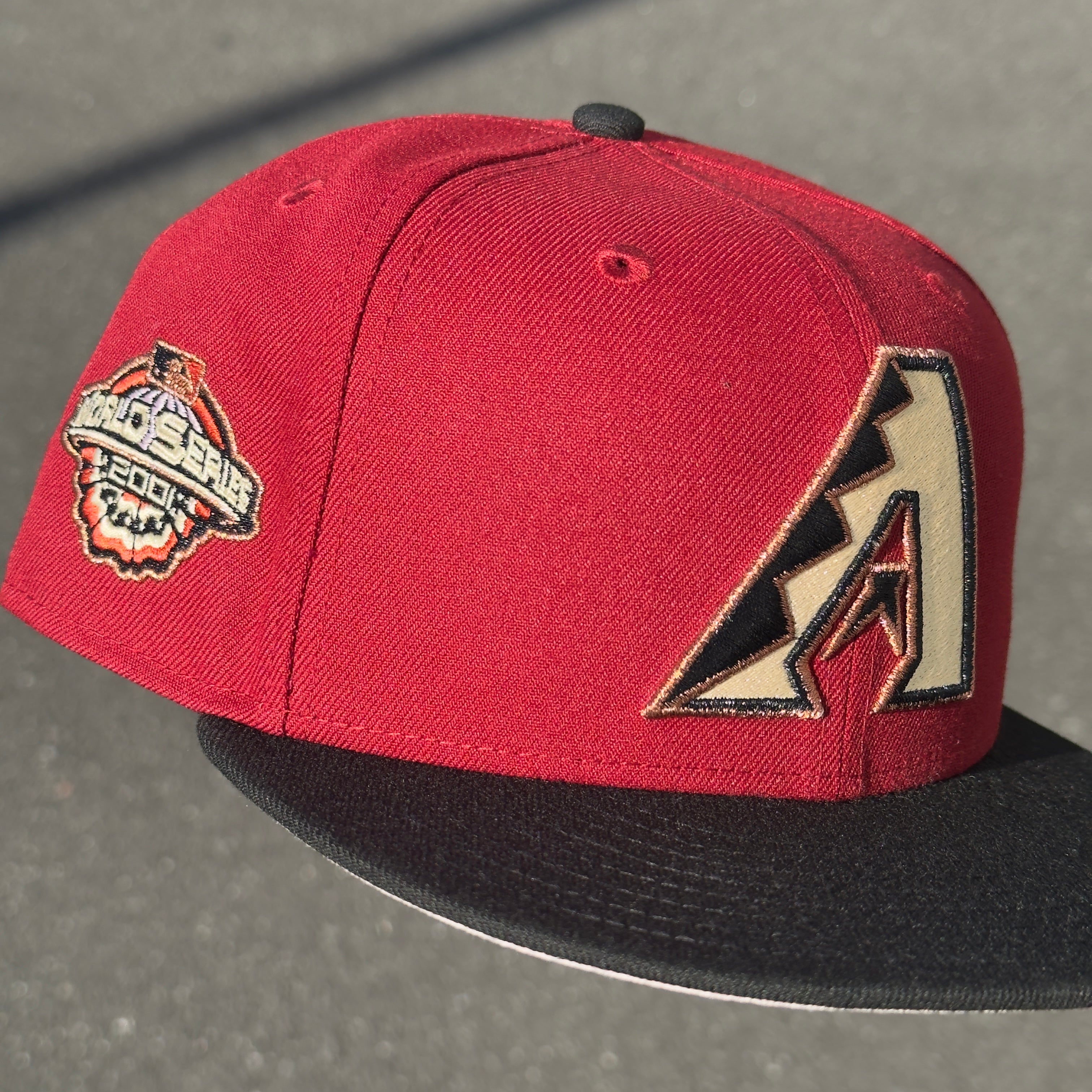 Arizona Diamondbacks 2001 World Series Side Patch Fitted Hat New Era 5950 (Brick Red/Black/Seashell/Copper/Pink)