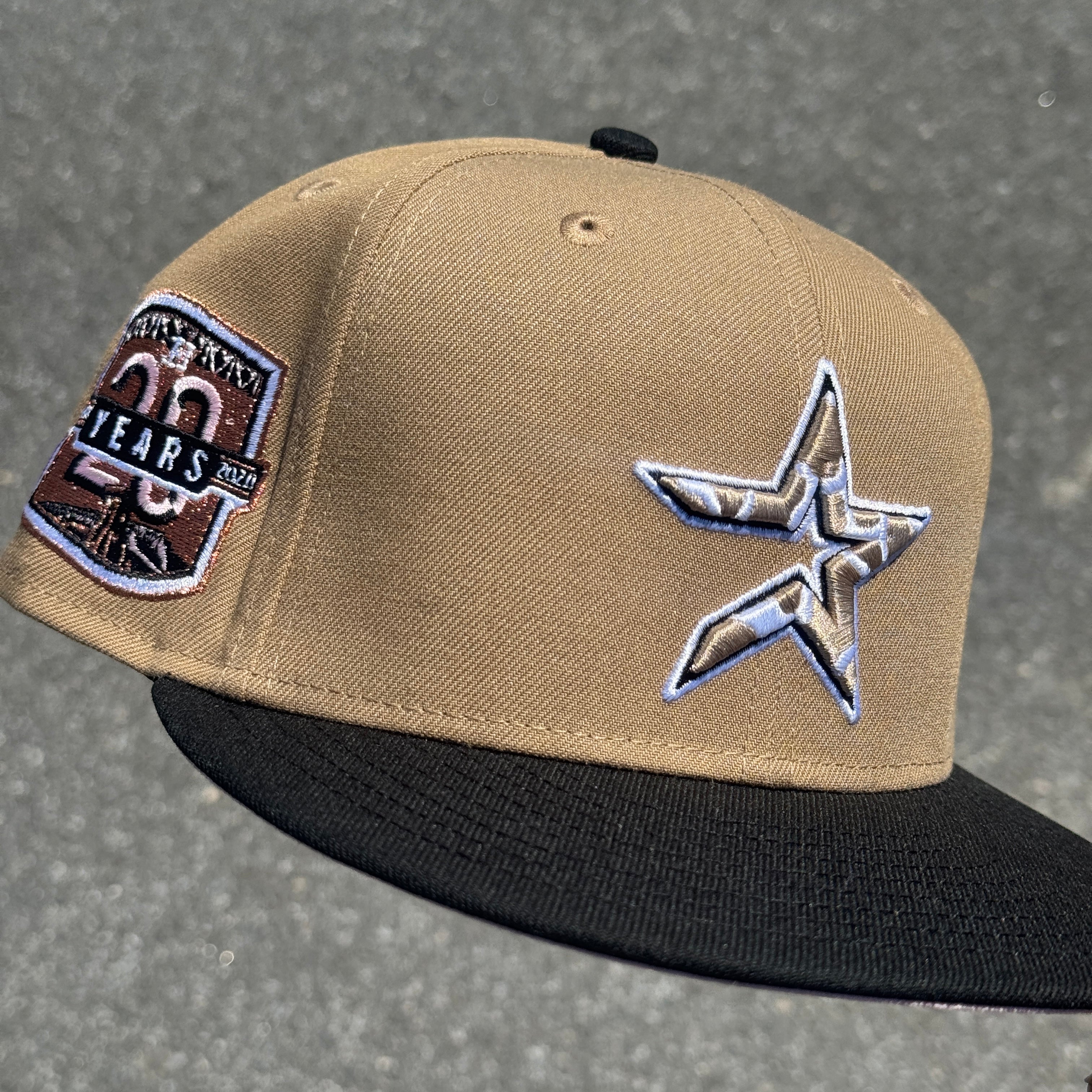 Houston Astros Cow Print 20 Years Side Patch MLB Fitted Hat New Era 5950(Tan/Black/White/Copper/Pink)