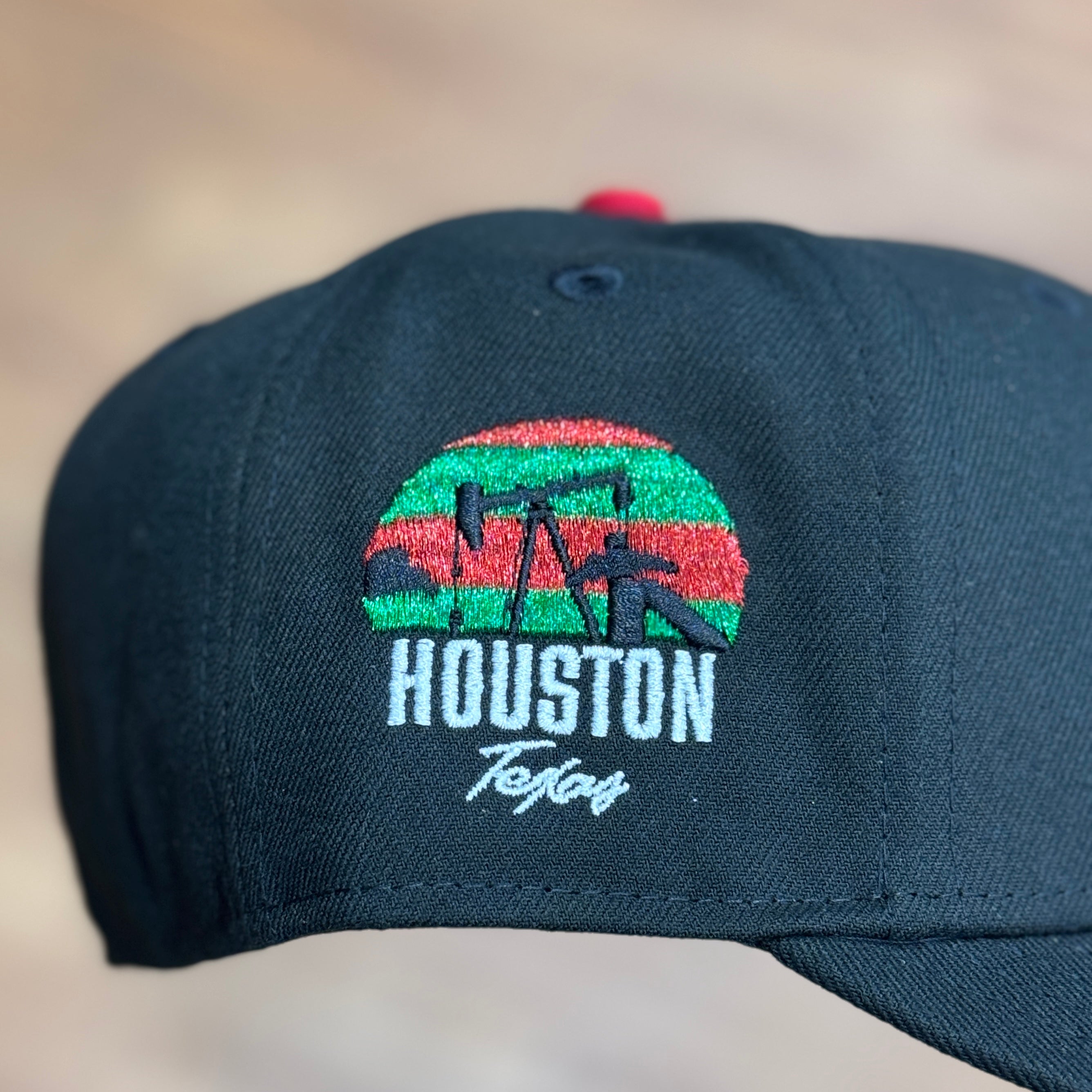 Mexico Praying Hands with Houston Texas Side Patch Fitted Hat New Era 5950 (Black/Green/White/Red)