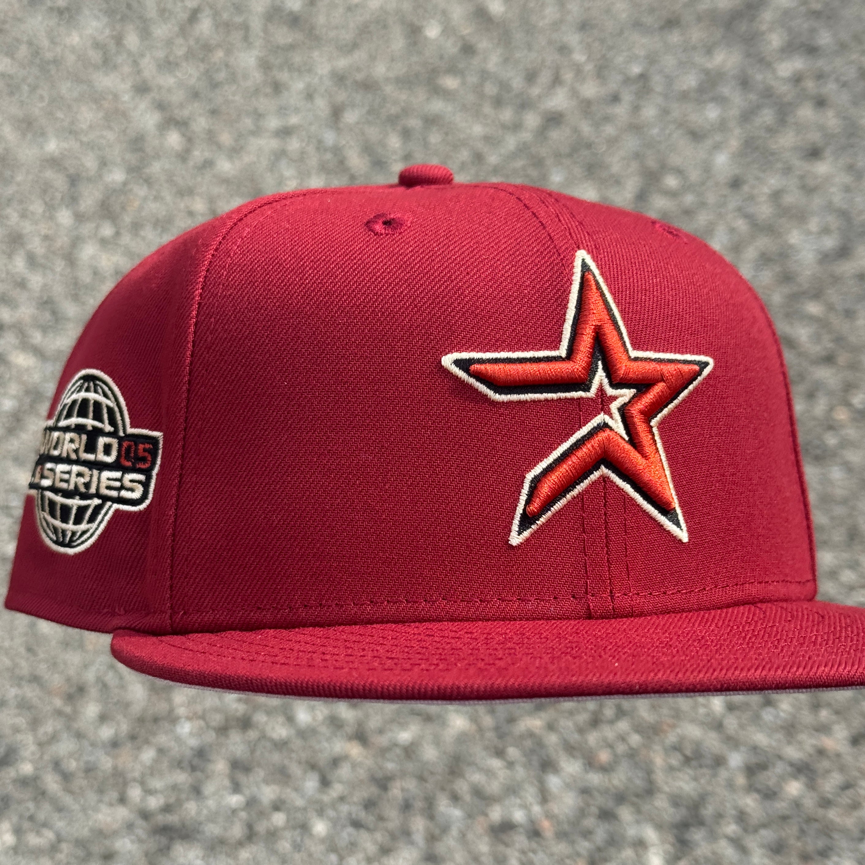 Houston Astros 2005 World Series Side Patch Fitted Hat New Era 5950 (Brick Red/Black/Seashell/Pink)