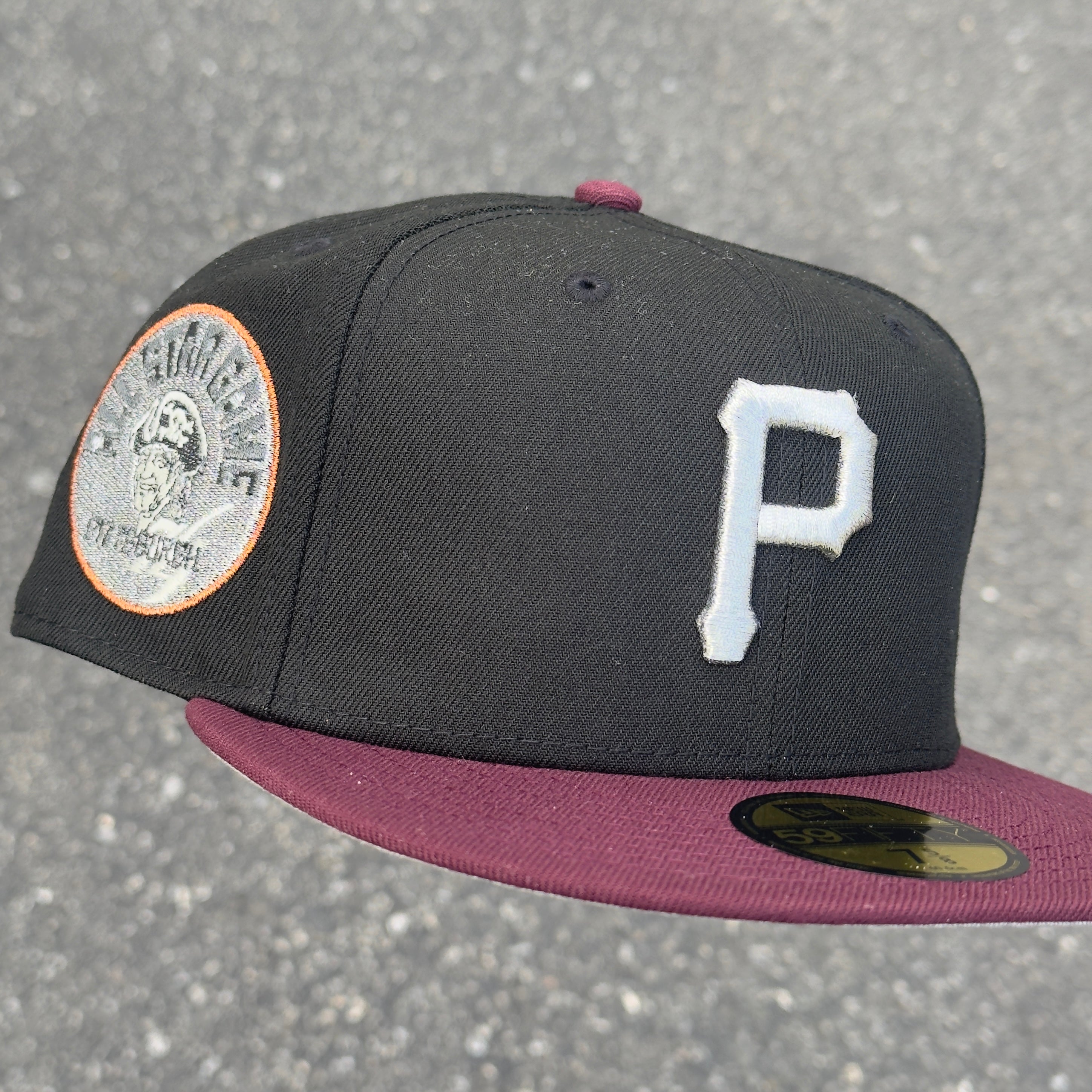 Pittsburgh Pirates 1974 All Star Game Side Patch Fitted Hat New Era 5950 (Black / Burgundy / Silver / Copper / Gray)