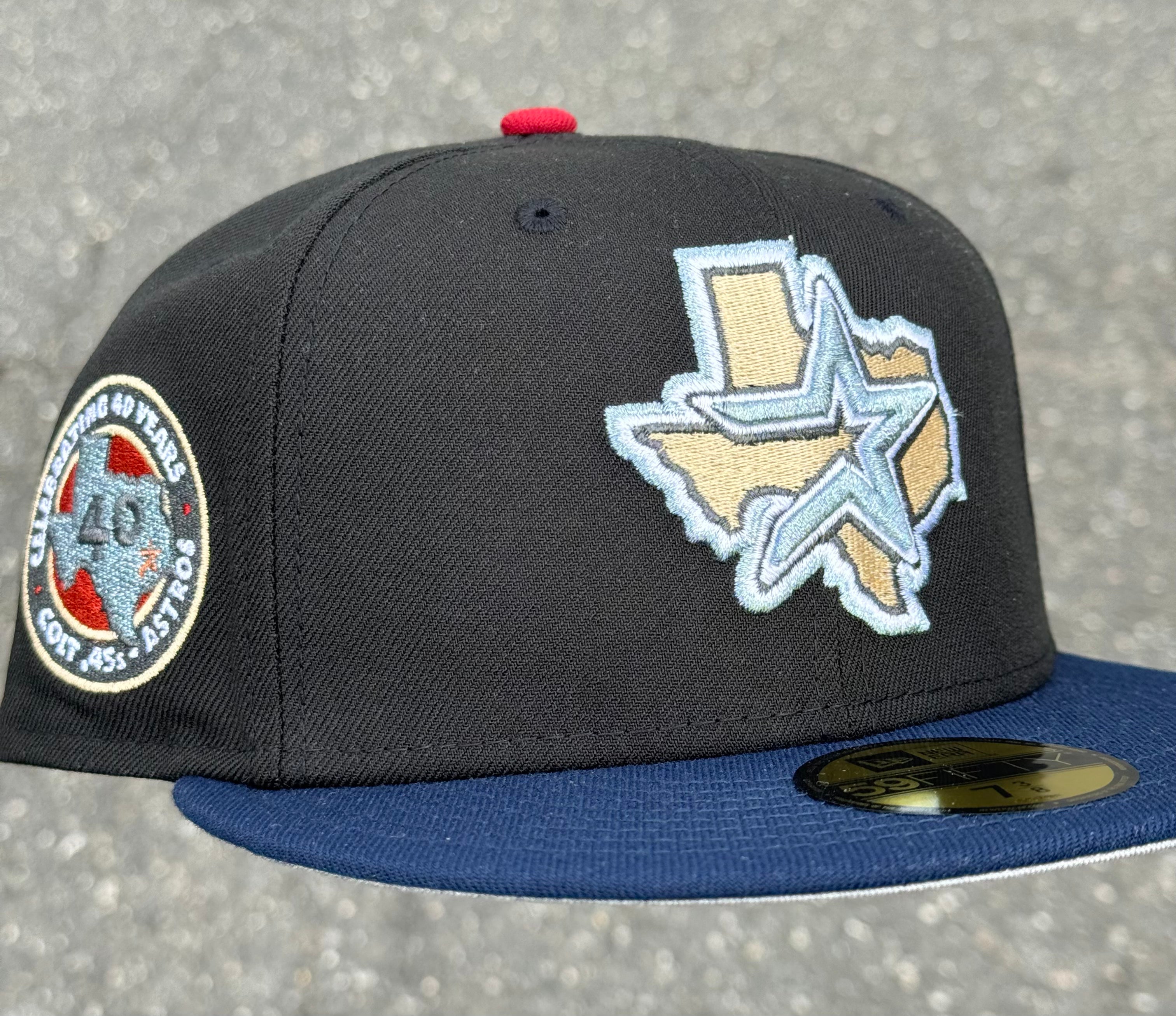 Houston Astros Celebrating 40 Years Side Patch Fitted Hat New Era 5950 (Black/Navy Blue)