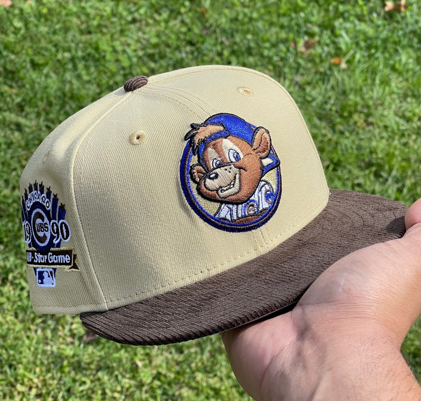 Chicago Cubs Clark The Bear Mascot 1990 All Star Game Fitted Hat (Tan/Brown)