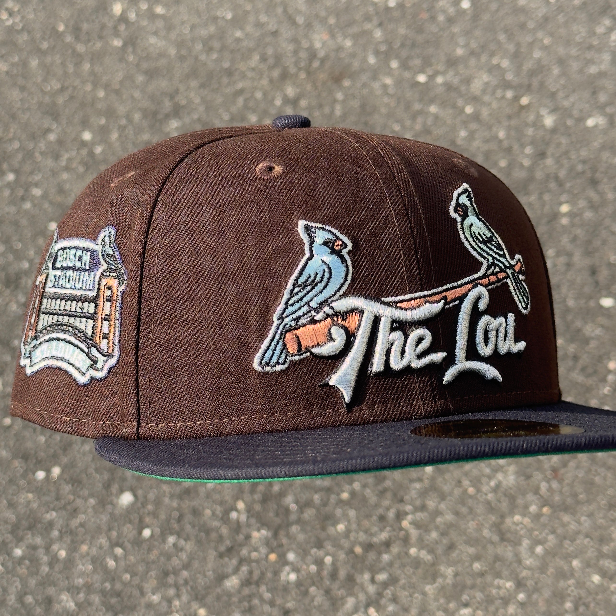 St. Louis Cardinals “The Lou” Busch Stadium Side Patch Fitted Hat New Era 5950 (Brown/Navy/Black/Silver/Copper/Green)