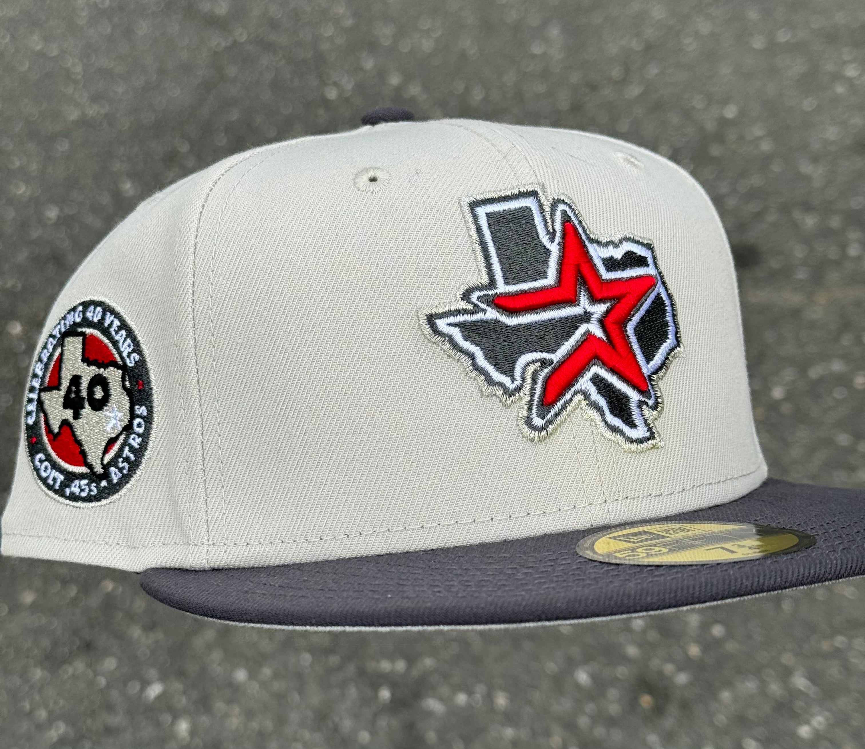 Houston Astros Celebrating 40 Years Side Patch Fitted Hat New Era 5950 (Stone/Dark Gray)