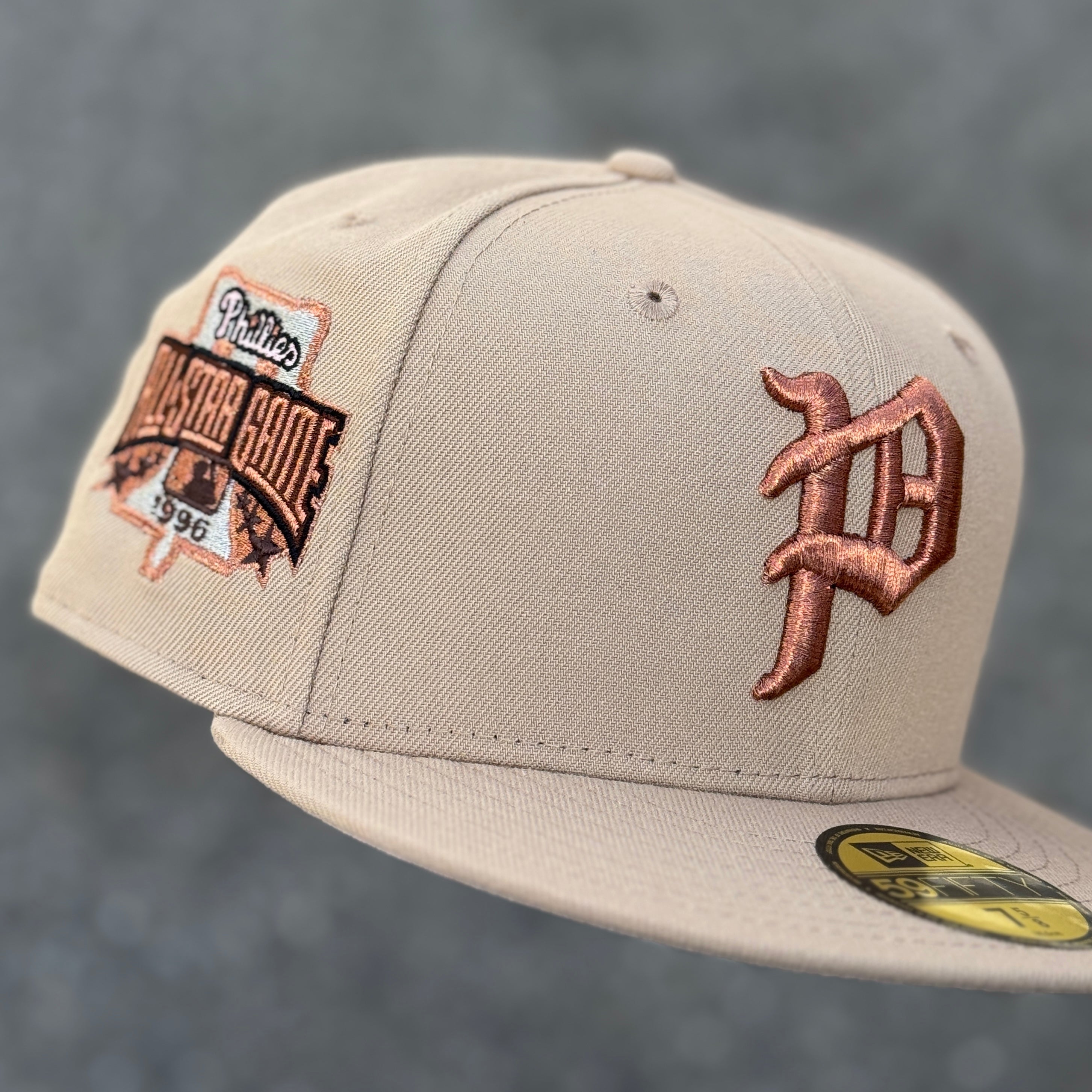 Philadelphia Phillies 1996 All Star Game Side Patch Fitted Hat New Era 5950 (Tan/Copper/Silver/Black/Pink)