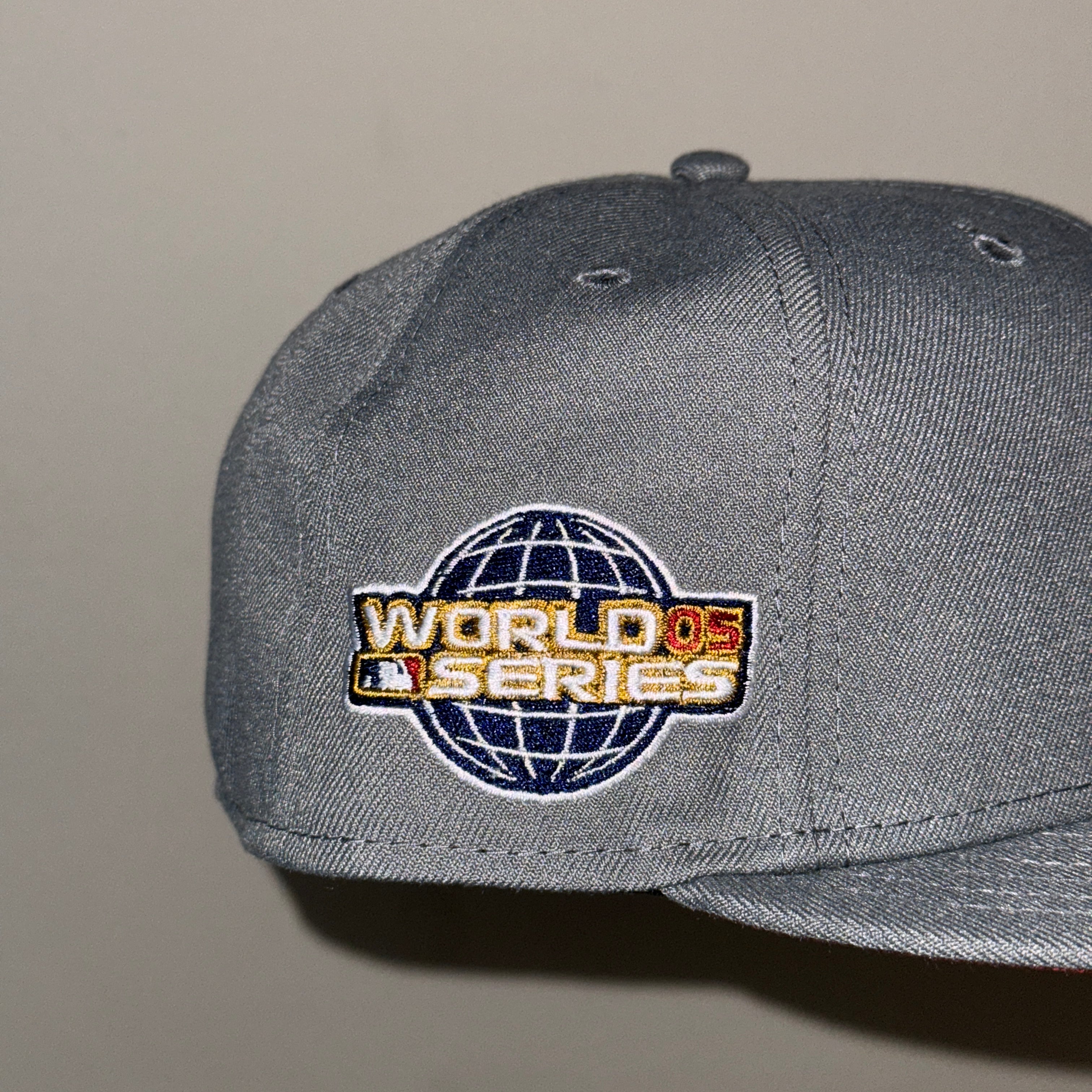 Houston Astros 2005 World Series Side Patch Fitted Hat New Era 5950 (Gray/Brick Red)