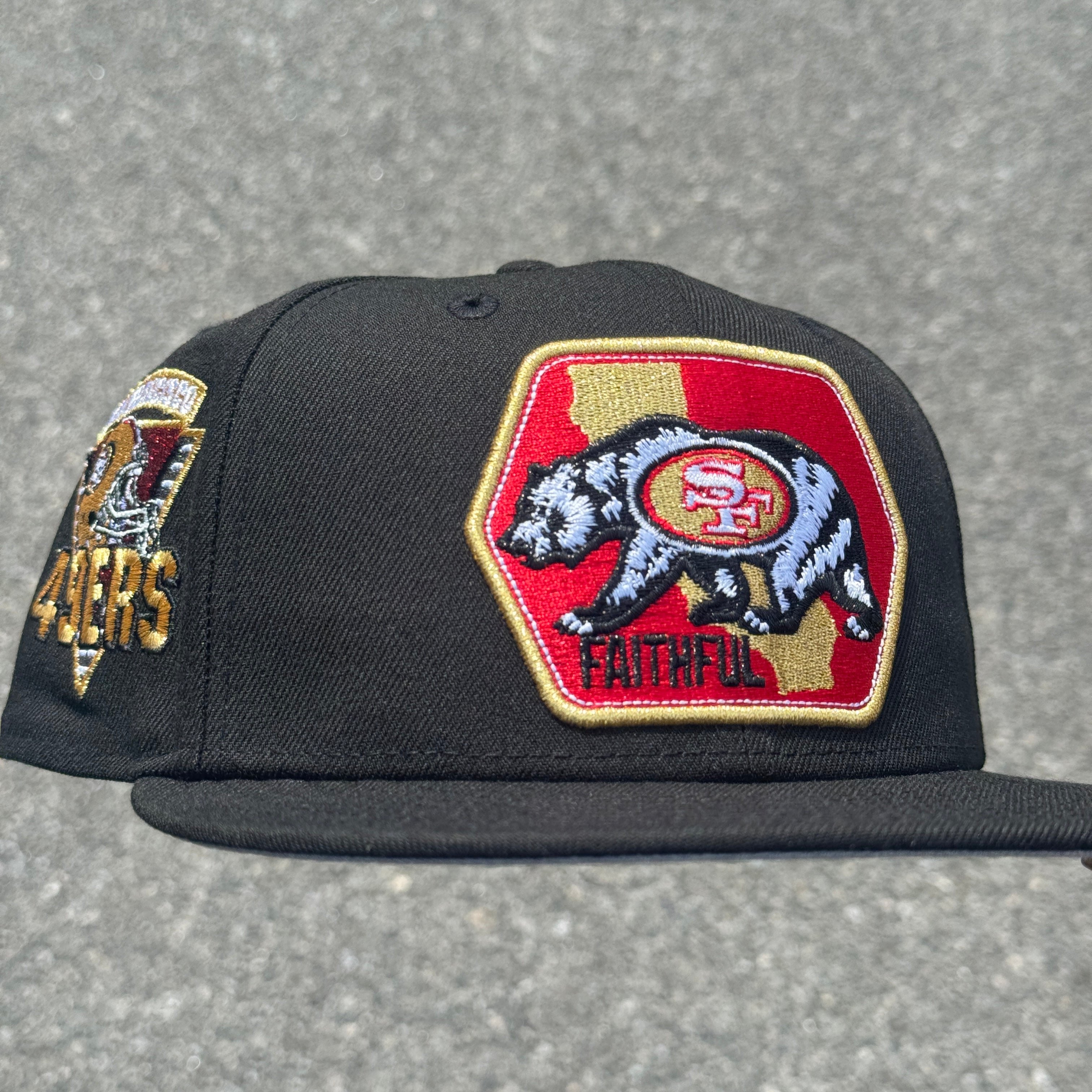 San Francisco 49ers SF 49ers Side Patch Fitted Hat NFL New Era 5950 (Black/Red/Gold/White/Silver/Gray)