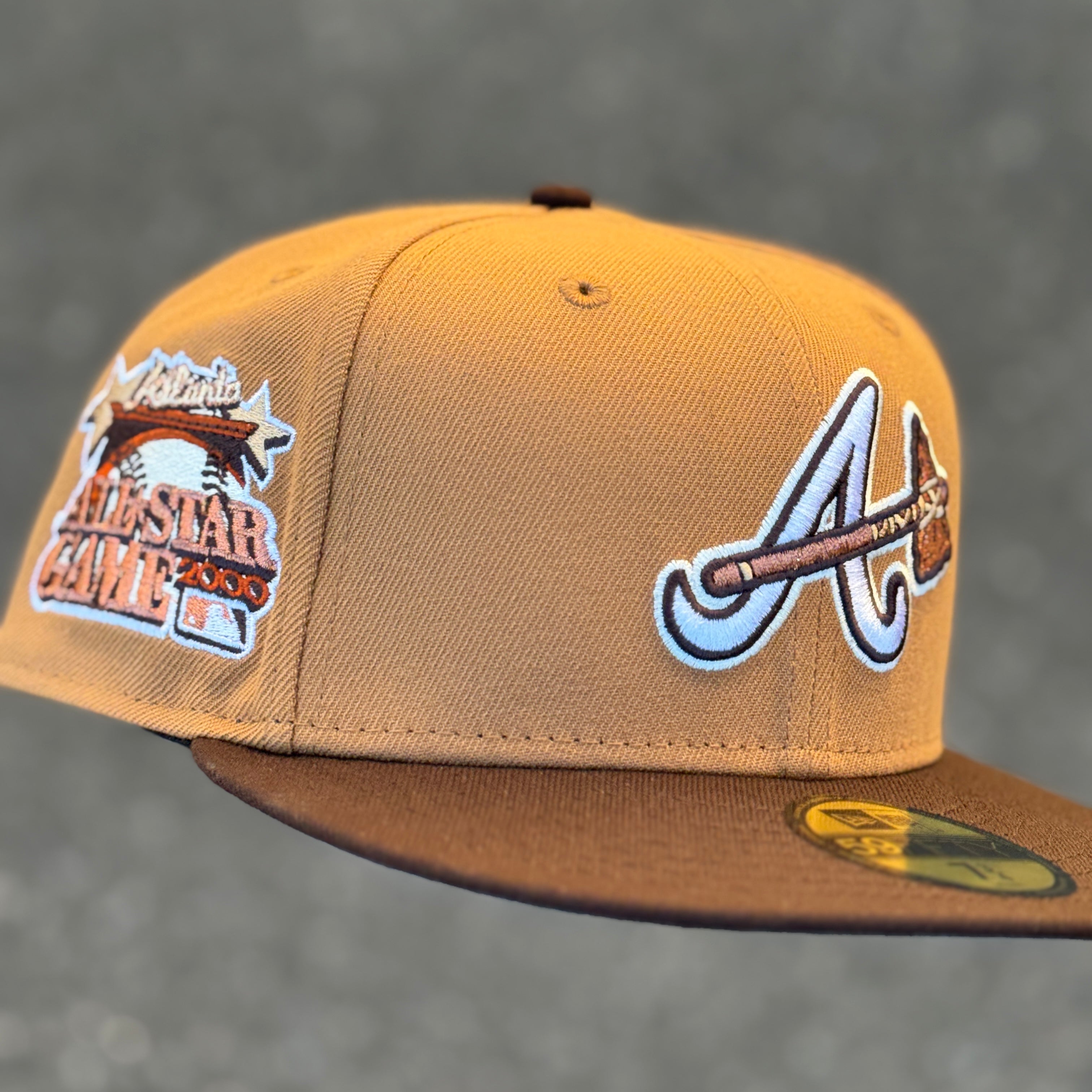 Atlanta Braves 2000 All Star Game Side Patch Fitted Hat New Era 5950 (Wheat/Brown/White/Copper/Tan)