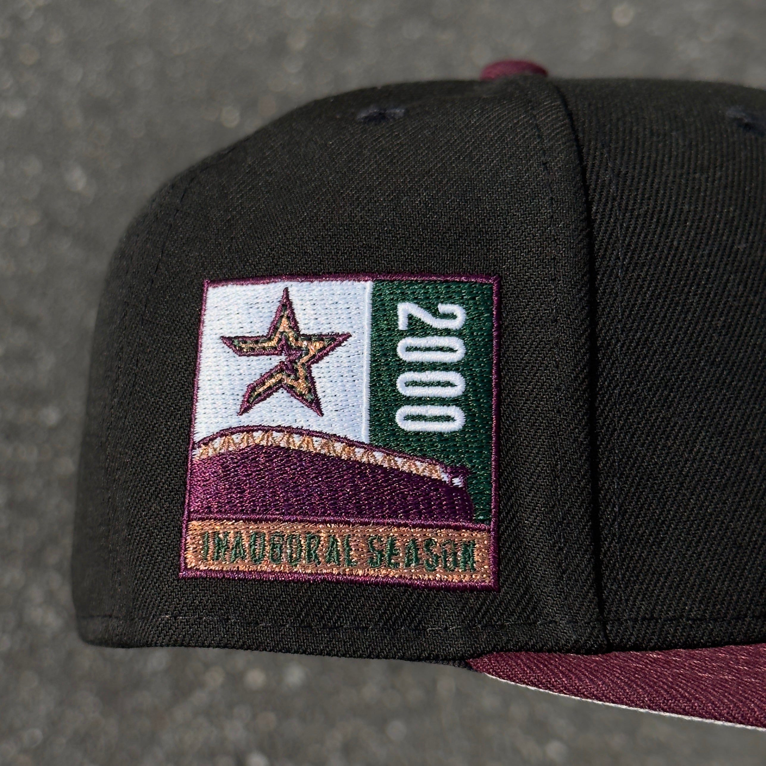 Houston Astros 2000 Inaugural Season Side Patch Fitted Hat New Era 5950 (Black/Maroon/Green/Copper/White/Gray)