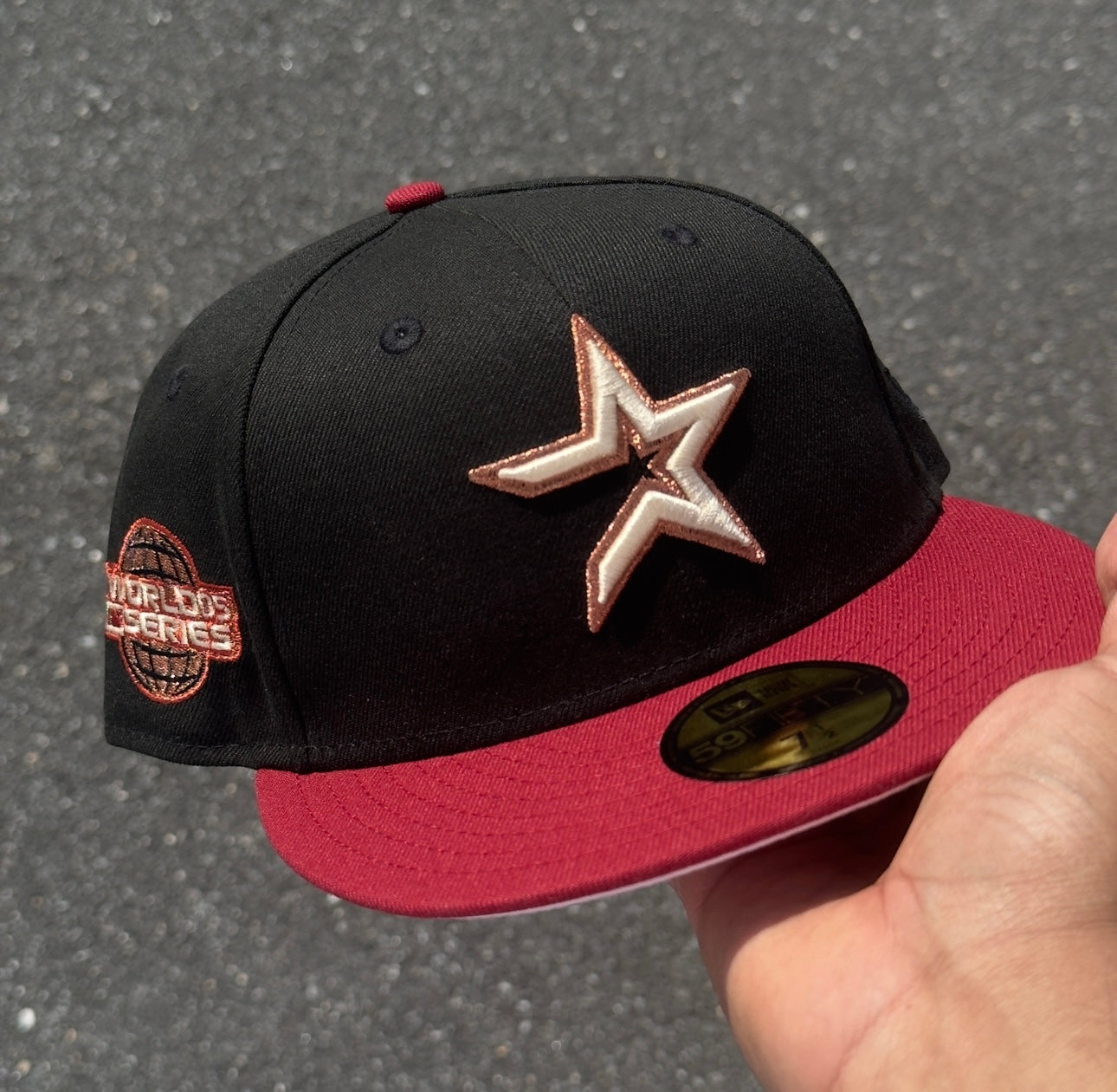 Houston Astros 2005 World Series Fitted Hat New Era 5950 (Black/Brick/Red/Seashell/Pink)