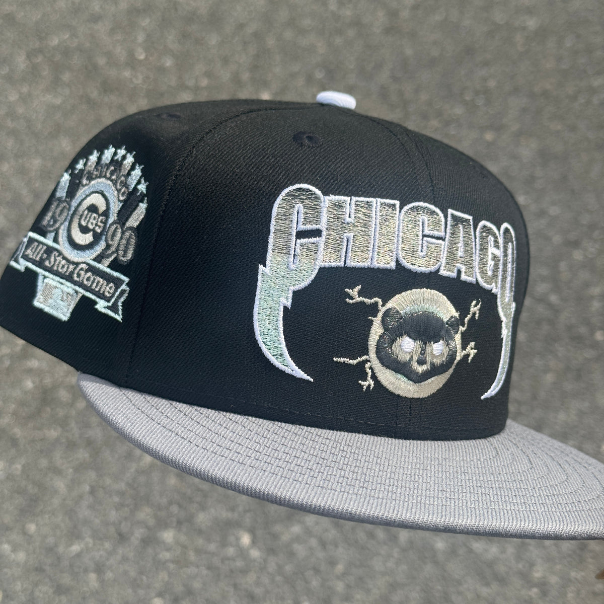 Chicago Cubs 1990 All Star Game Side Patch MLB Fitted Hat New Era 5950 (Black/Gray/Silver/White/Iris/Gray)