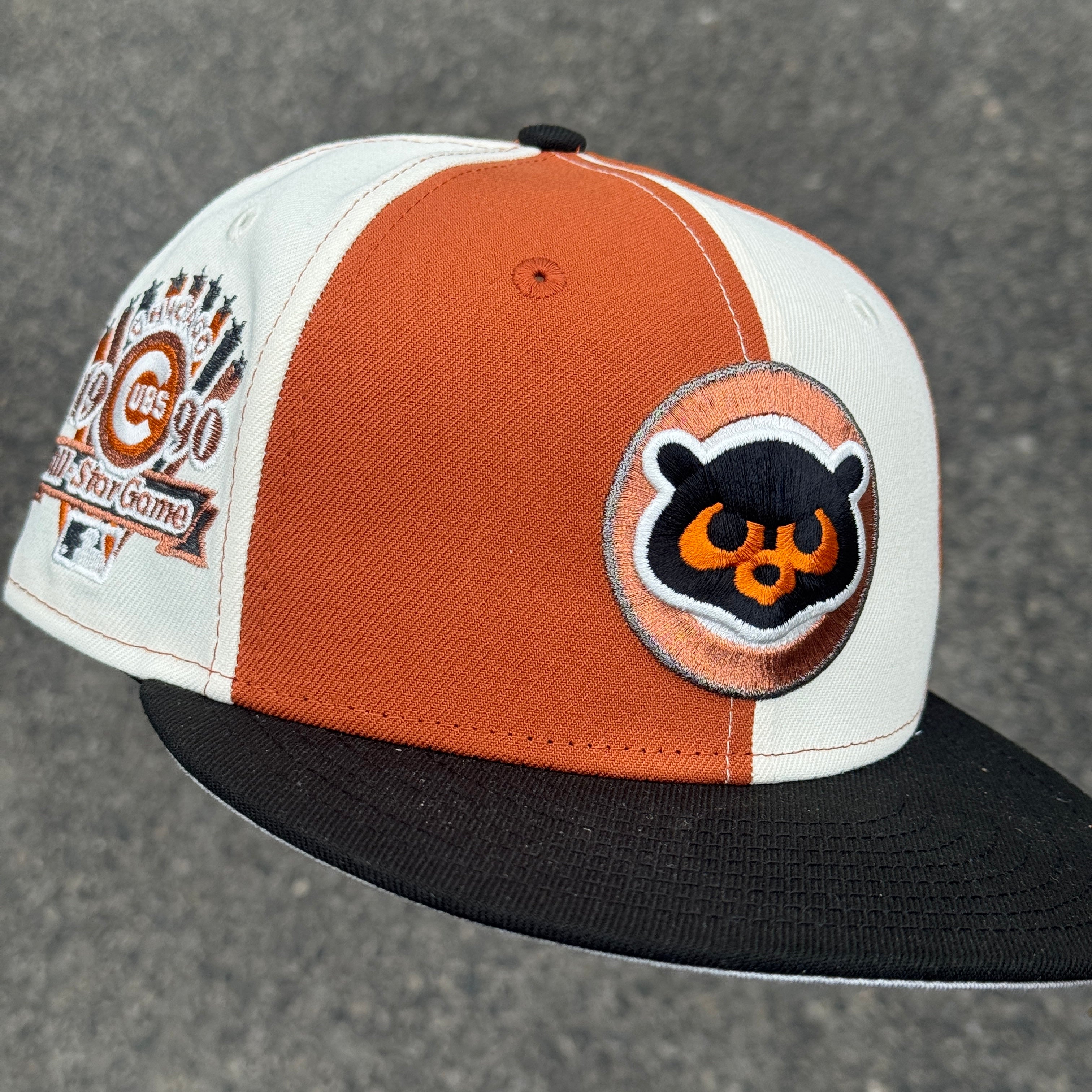 Chicago Cubs Pinwheel 1990 All Star Game Side Patch Fitted Hat New Era 5950 (Rust Orange/White/Black/Copper/Gray)