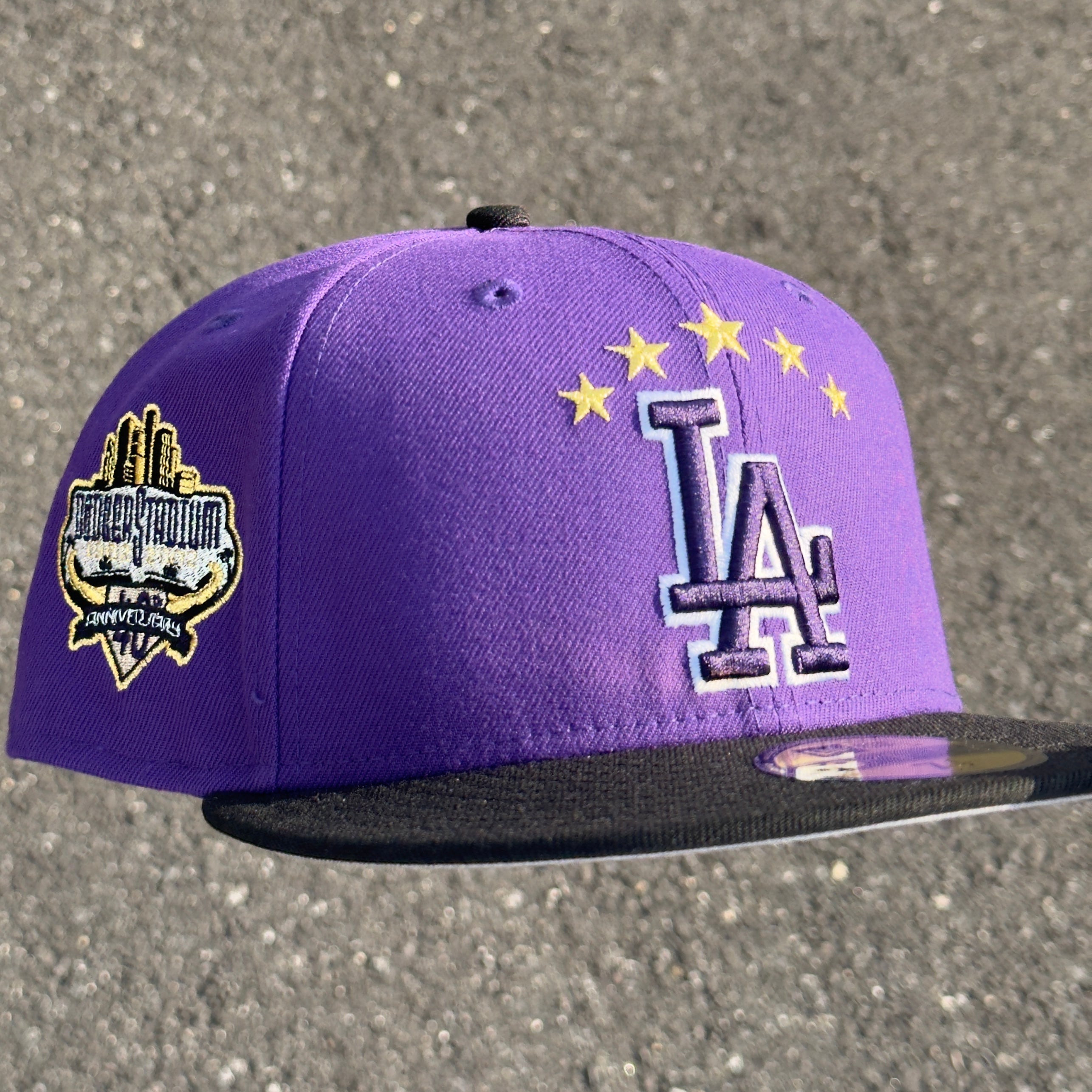 Los Angeles Dodgers 40th Anniversary Side Patch Fitted Hat New Era 5950 (Purple/Black/White/Gold/Gray)