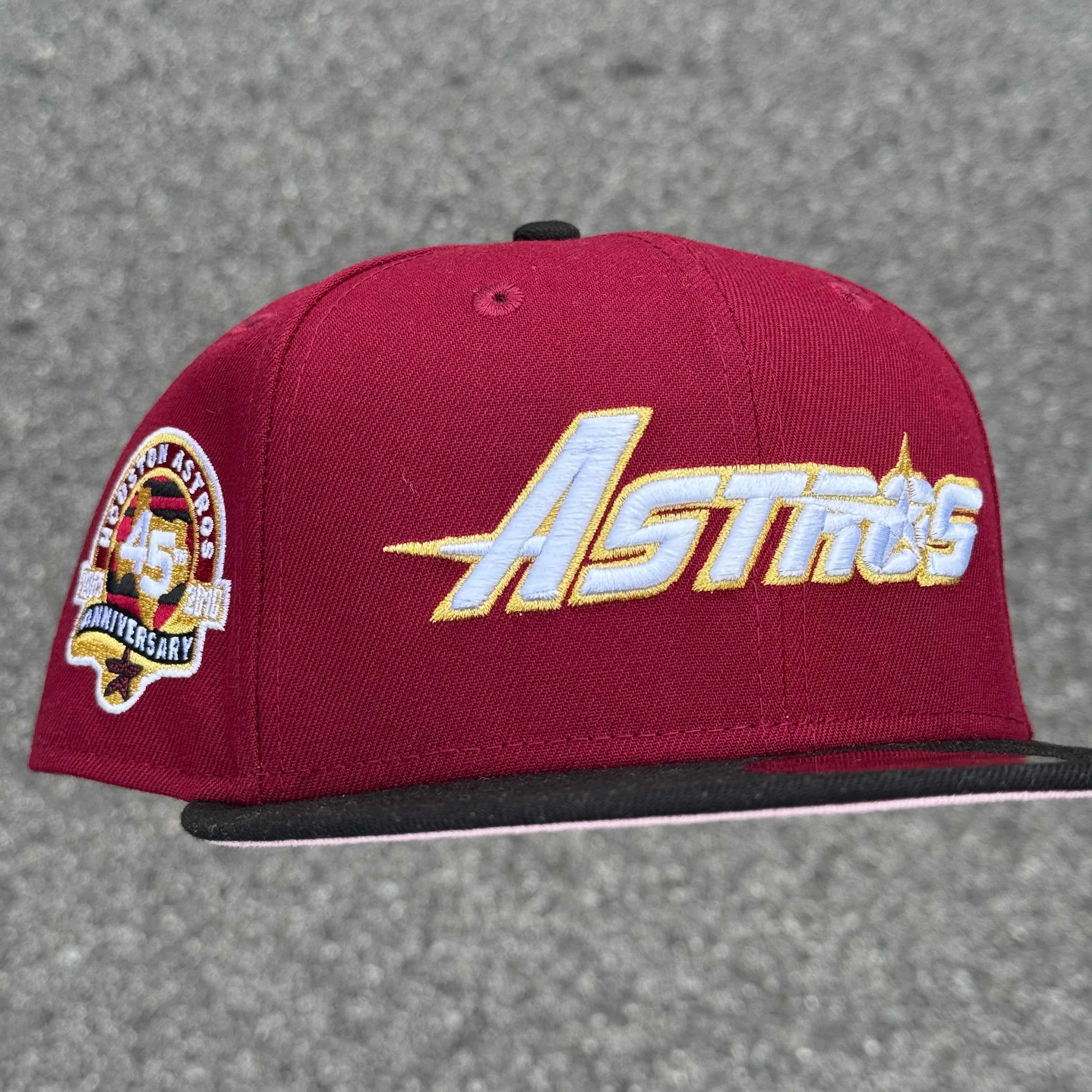 Houston Astros 45th Anniversary Side Patch Fitted Hat New Era 5950 UGK Inspired (Brick/Red/White/Black/Gold/Pink)